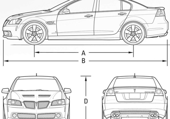 Pontiac G8 (2009) (Понтиак Г8 (2009)) - чертежи (рисунки) автомобиля
